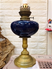 Đèn dầu bầu cổ Pháp pha lê xanh ngọc quý hiếm - mã số MS516